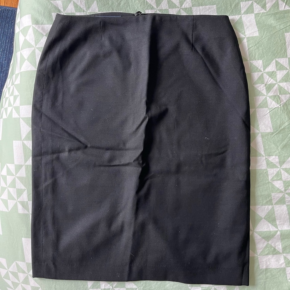 Loro Piana Stretch Wool Pencil Skirt, Black 12